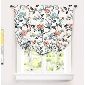 2 DriftAway Tie Up Window Panel- Ada Blackout Botanical Print Pair 45"x63"
